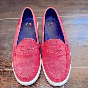 Cole Haan Nantucket Red Canvas Loafers Women’s 8